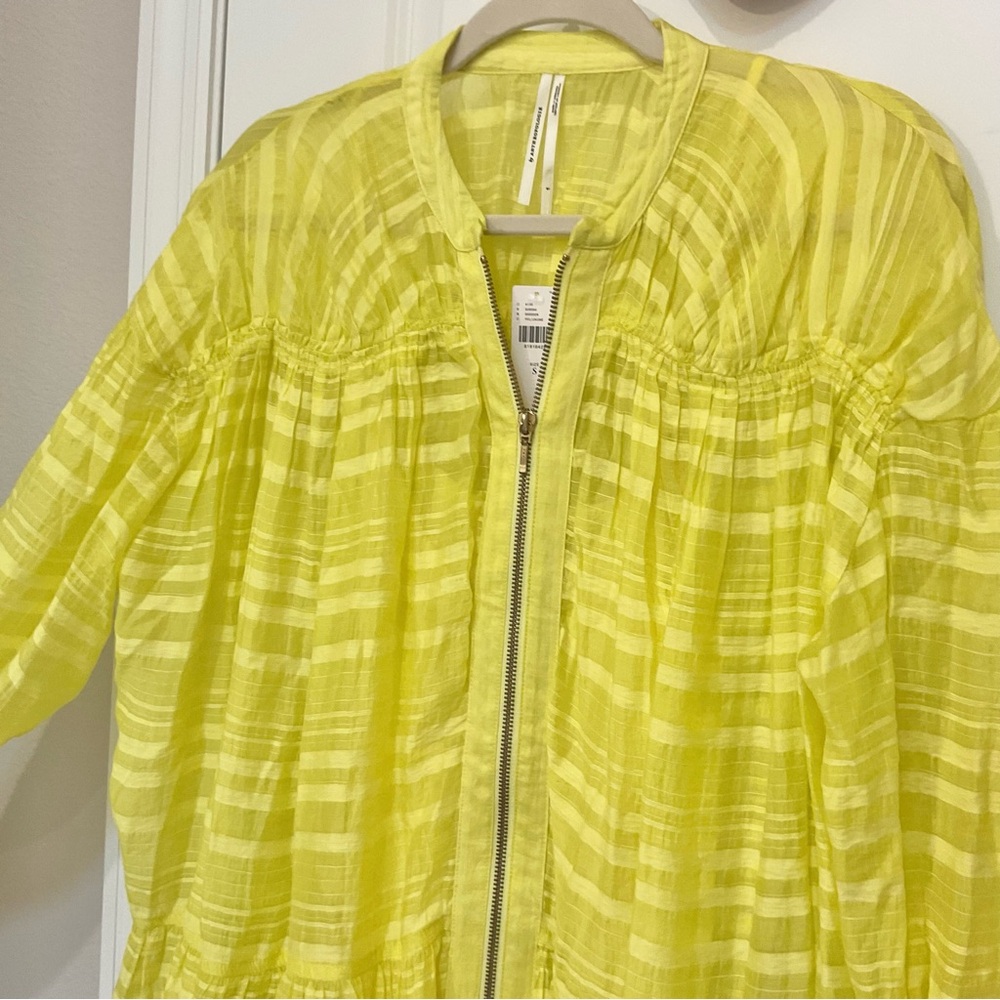 Anthropologie Zip-Front Mini Dress Yellow Size S, NWT - Picture 6 of 6